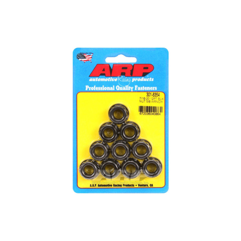 Pack écrous ARP (10) 7/16-20 - Black Oxyde 12 pts