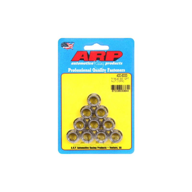Pack écrous ARP (10) 7/16-20 - Inox 12 pts