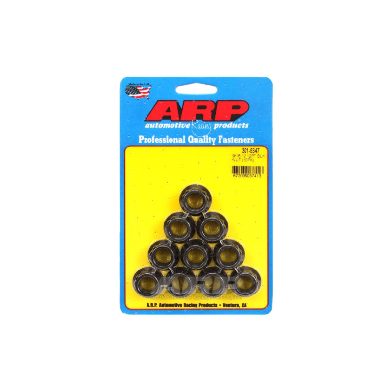 Pack écrous ARP (10) 9/16-12 - Black Oxyde 12 pts