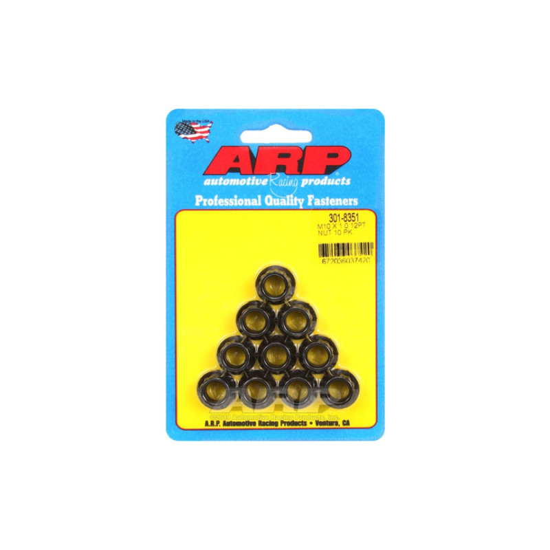 Pack écrous ARP (10) M10 x 1.00 - Black Oxyde 12 pts