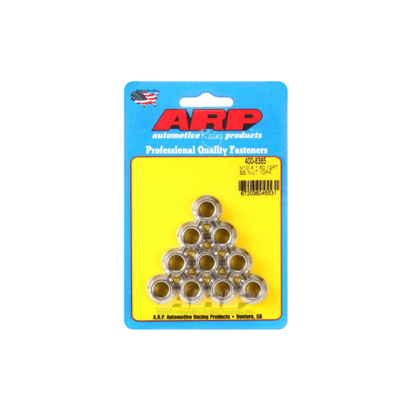 Pack écrous ARP (10) M11 x 1.25 - Inox 12 pts