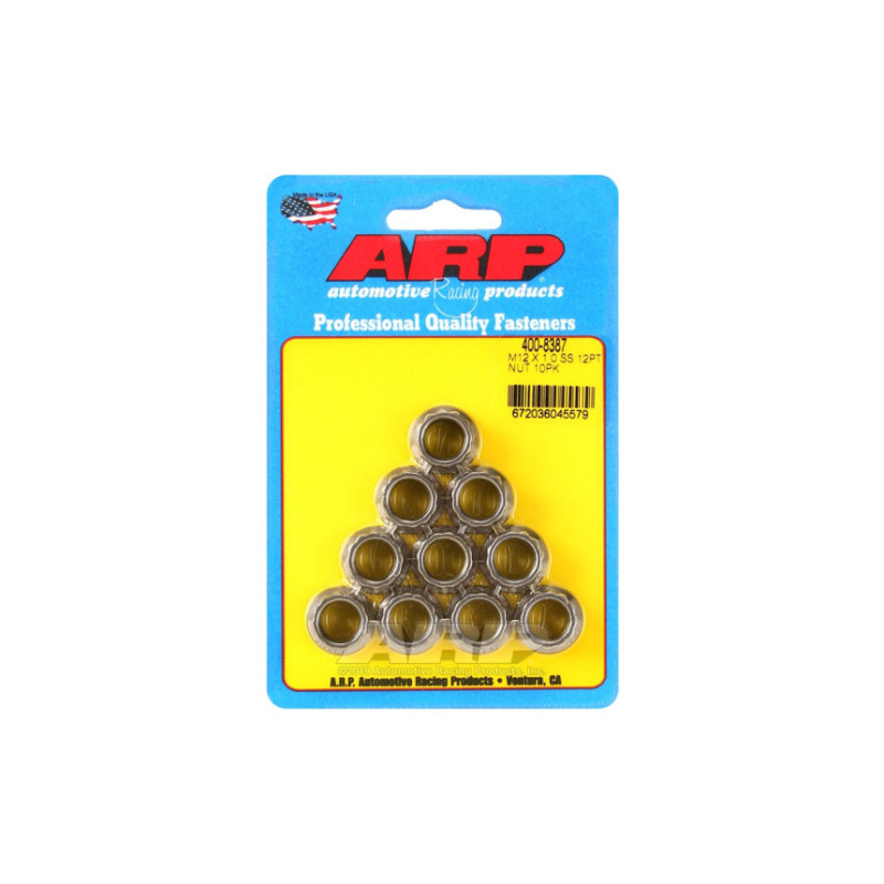 Pack écrous ARP (10) M12 x 1.00 - Inox 12 pts