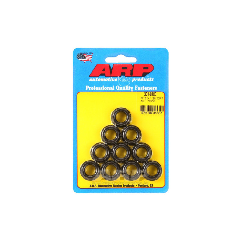 Pack écrous ARP (10) M12 x 1.25 - Black Oxyde 12 pts