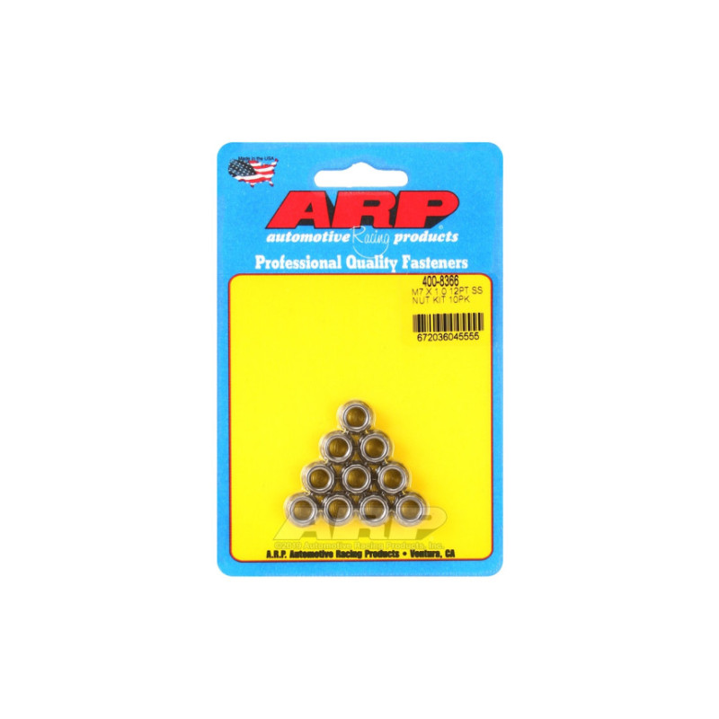 Pack écrous ARP (10) M7 x 1.00 - Inox 12 pts