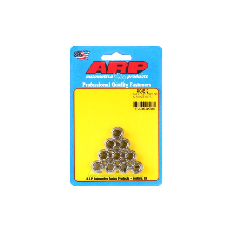 Pack écrous ARP (10) M8 x 1.25 - Inox 12 pts