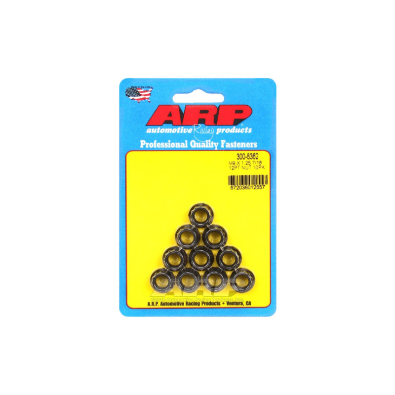 Pack écrous ARP (10) M9 x 1.25 - Black Oxyde 12 pts