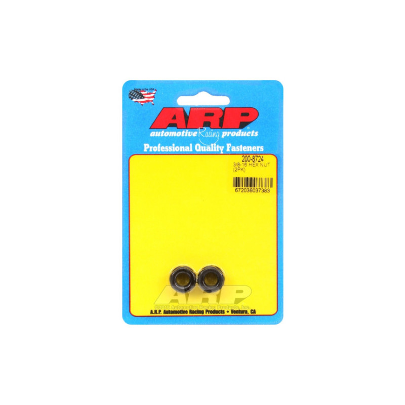 Pack écrous ARP (2) 3/8-16 - Black Oxyde Hex