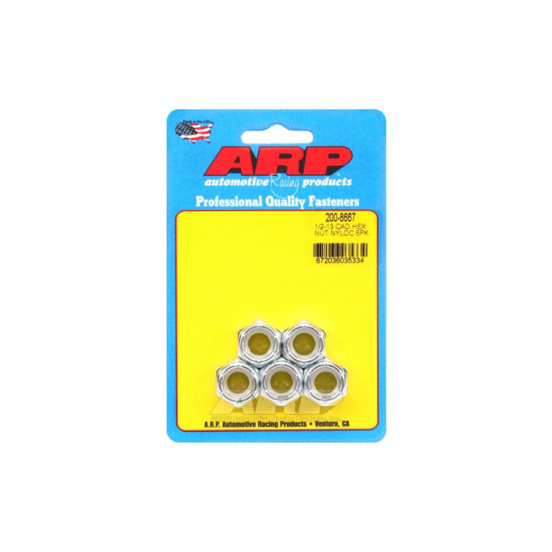 Pack écrous ARP (5) 1/2-13 - Cad Palted Nyloc Hex
