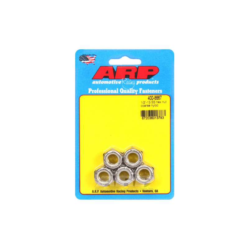 Pack écrous ARP (5) 1/2-13 - Inox Nyloc Hex