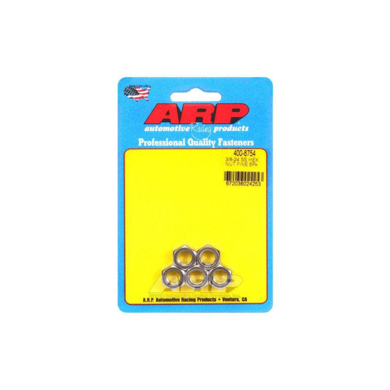 Pack écrous ARP (5) 3/8-24 - Inox Hex