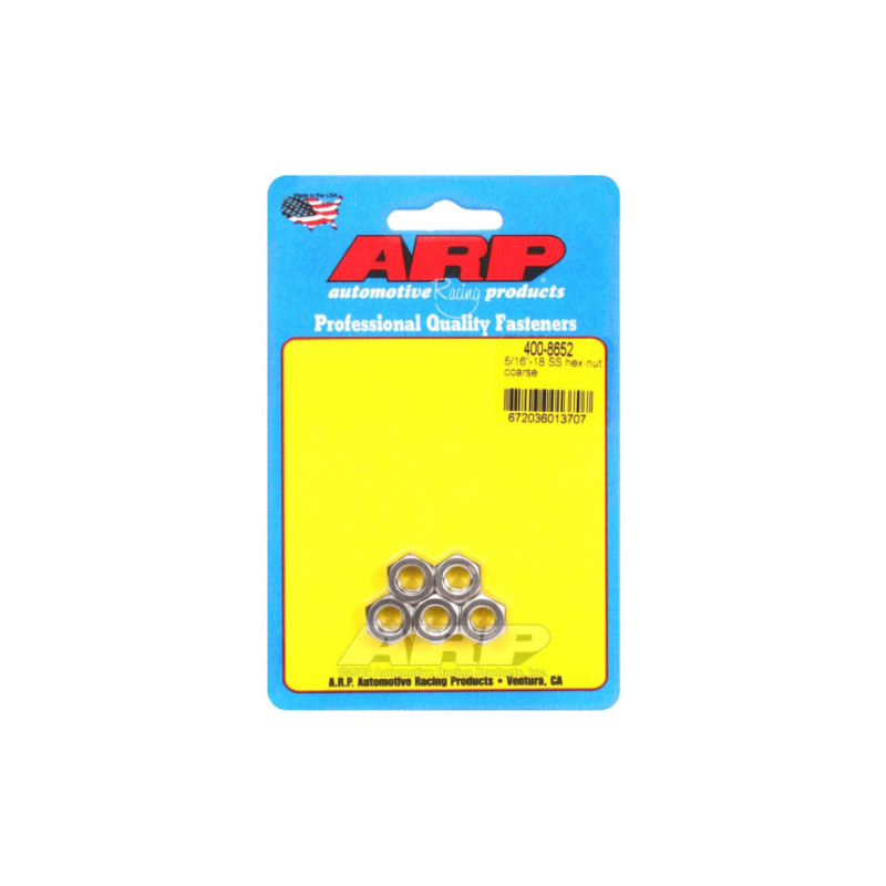 Pack écrous ARP (5) 5/16-18 - Inox Hex