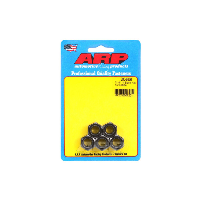 Pack écrous ARP (5) 7/16-14 - Black Oxyde Hex