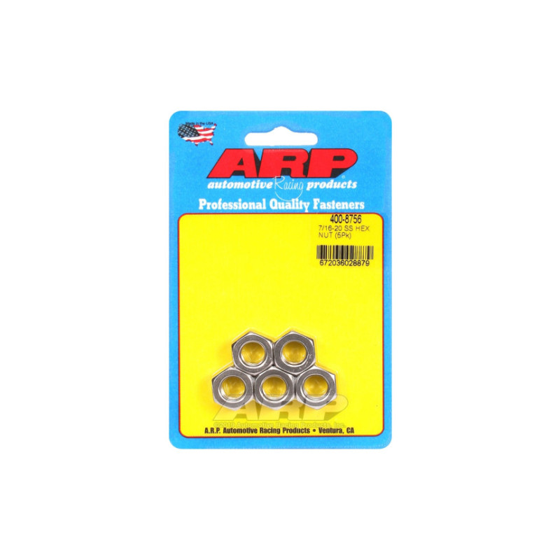 Pack écrous ARP (5) 7/16-20 - Inox Hex